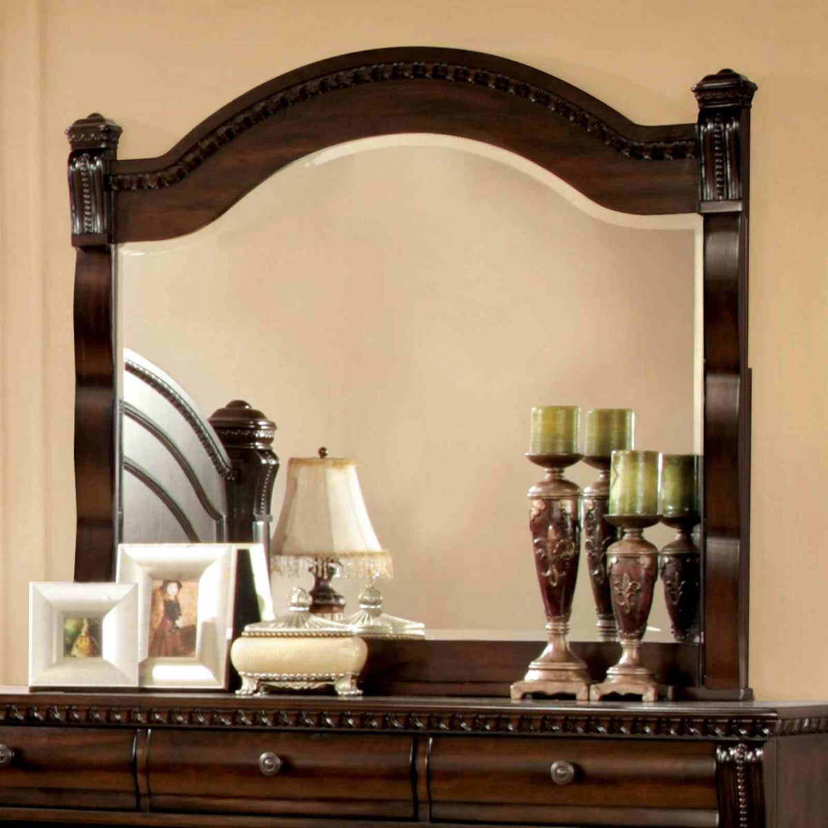 Burleigh Transitional Wood Bed, Bedroom Set & Case Pieces - Mirror