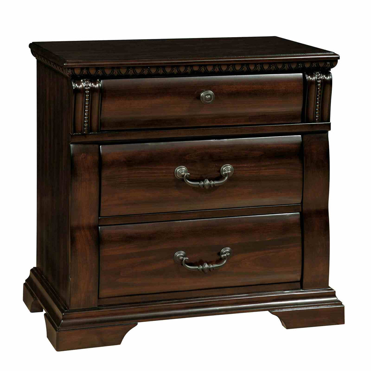 Burleigh Transitional Wood Bed, Bedroom Set & Case Pieces - Decorative Bed Posts in Cherry Finish – Brown, view 11
