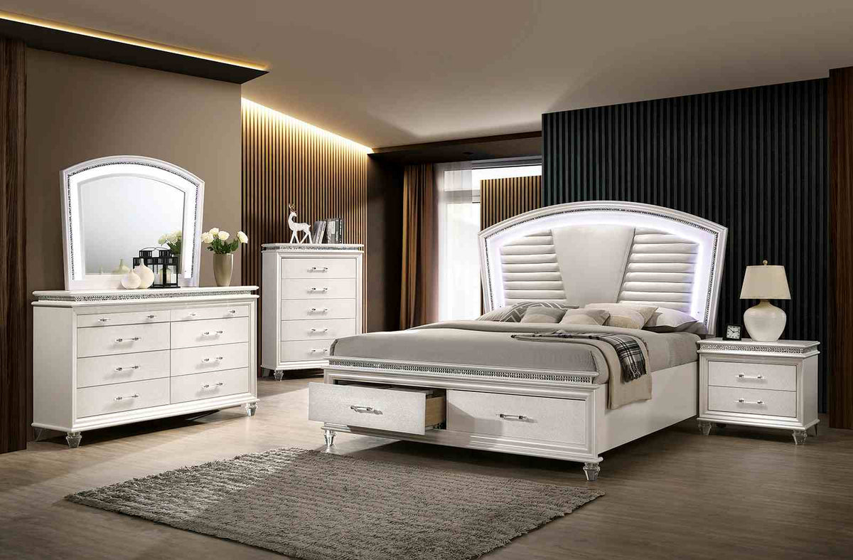 Maddie Glam LED Platform Bed, Bedroom Set & Case Pieces - Queen Bed Only