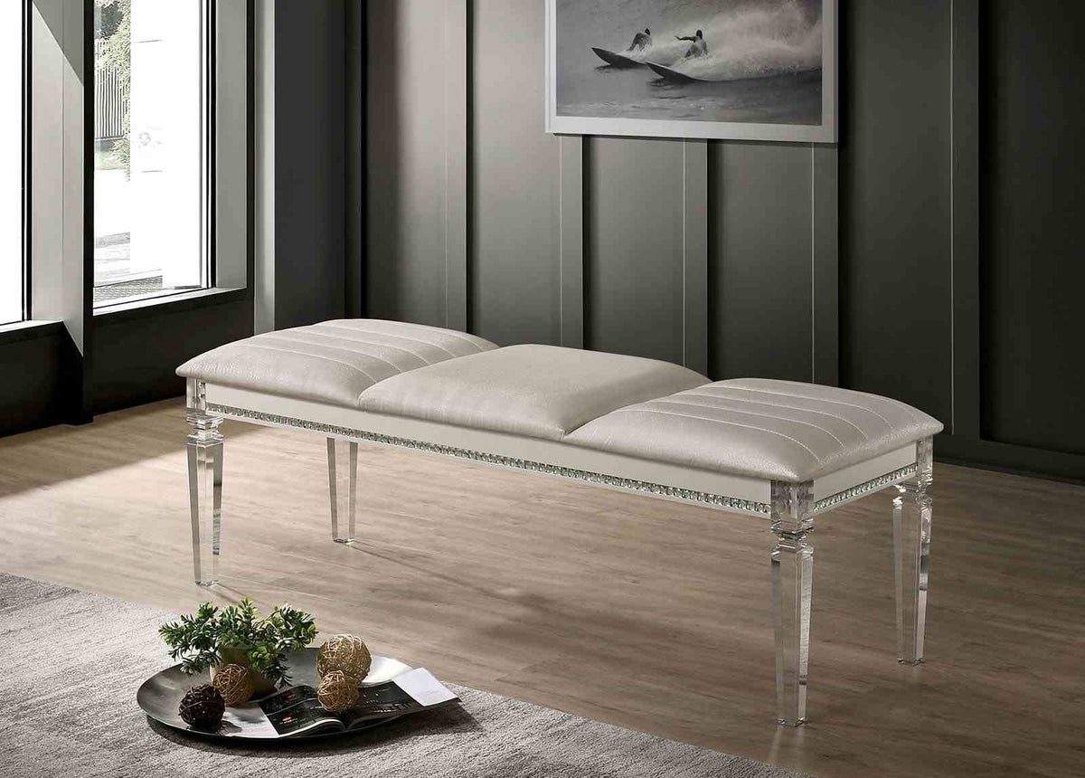 Maddie Glam LED Platform Bed, Bedroom Set & Case Pieces - Bench