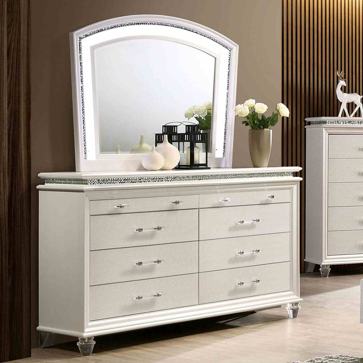 Maddie Glam LED Platform Bed, Bedroom Set & Case Pieces - Dresser