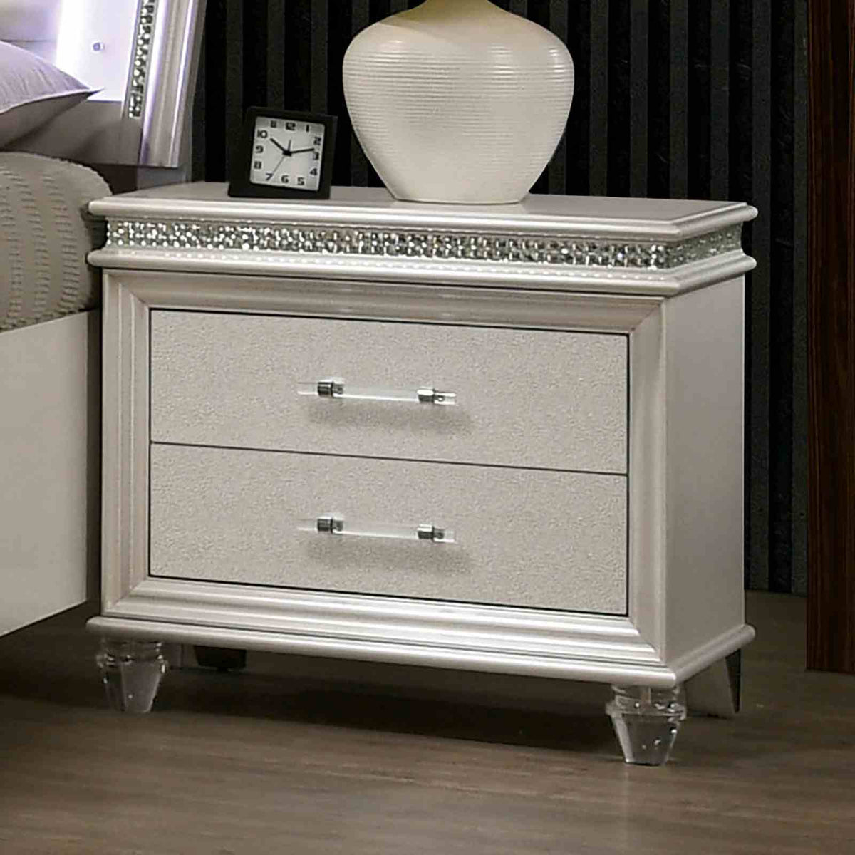 Maddie Glam LED Platform Bed, Bedroom Set & Case Pieces - Nightstand