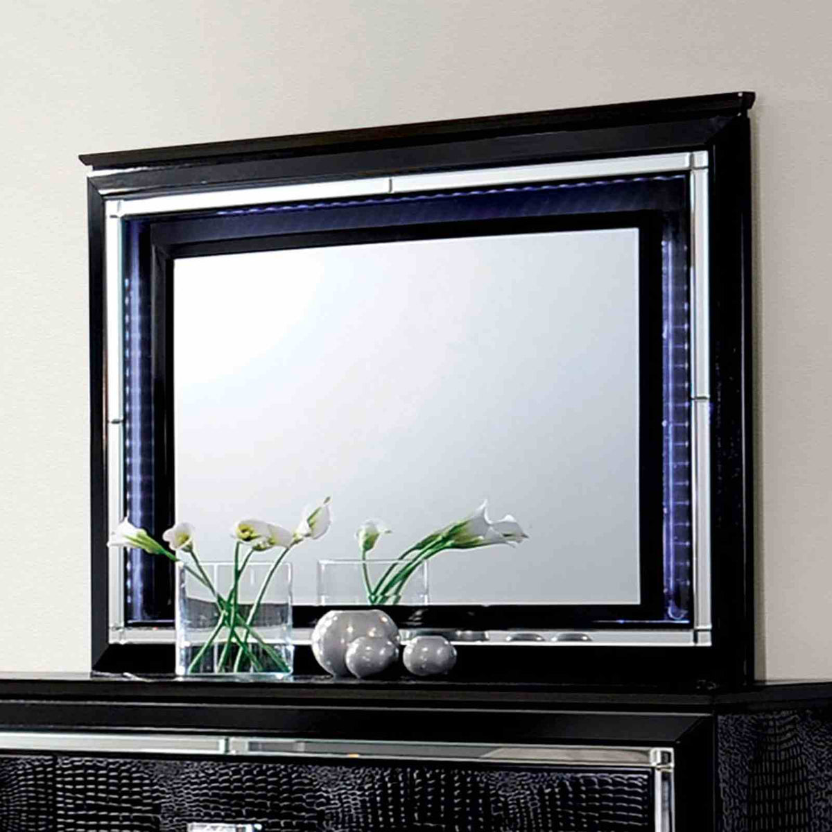 Bellanova Glam LED Upholstered Bed & Bedroom Collection - Mirror