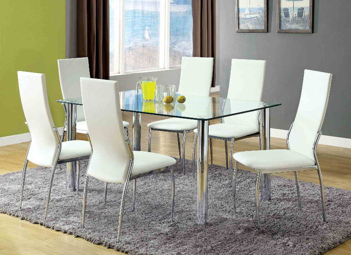 Kalawao Contemporary Dining Chairs, Set of 2 - Padded Leatherette & Chrome Legs in White – White & Silver, view 2
