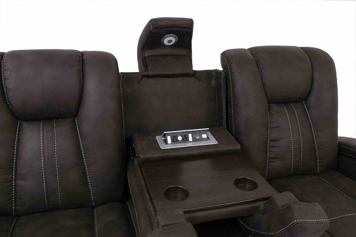 Amirah Reclining Sofa, Glider Loveseat & Recliner - Channel-Back Dark Gray with USB, Cup Holders & Storage – Gray, view 7