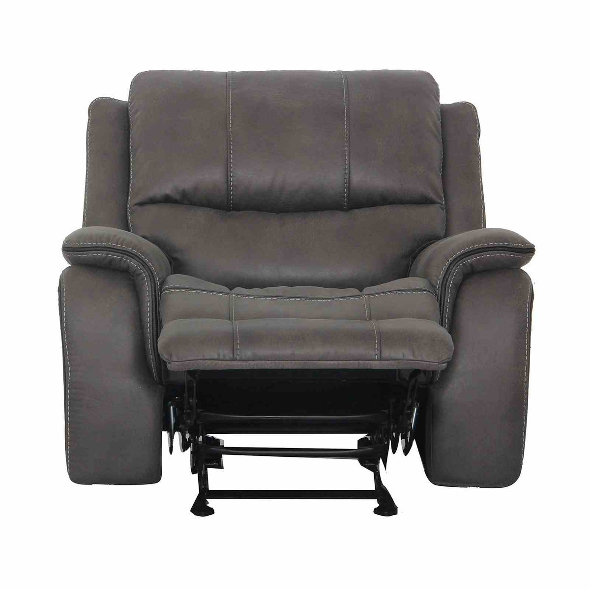 Henricus Transitional Manual Reclining Sofa, Loveseat & Glider Recliner - Pillow Top Arms with Contrast Welt – Brown & Gray, view 14