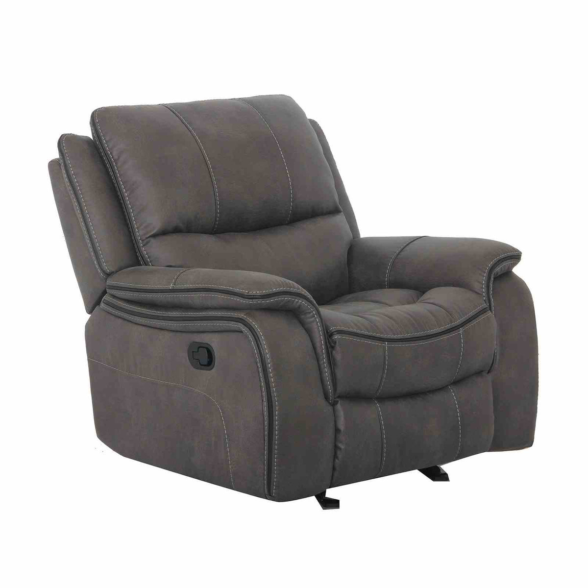 Henricus Transitional Manual Reclining Sofa, Loveseat & Glider Recliner - Pillow Top Arms with Contrast Welt – Brown & Gray, view 15