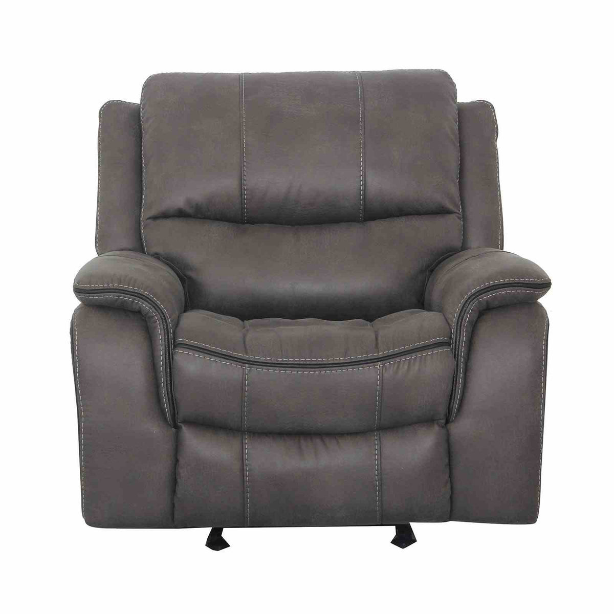 Henricus Transitional Manual Reclining Sofa, Loveseat & Glider Recliner - Pillow Top Arms with Contrast Welt – Brown & Gray, view 16