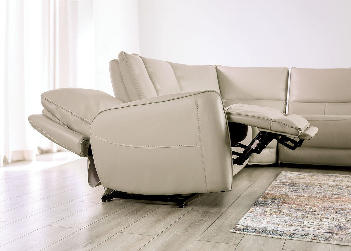 Hestia 6-Piece Zero Gravity Power Reclining Sectional - Leather Match with Wireless Charging Console in Beige – Beige, view 6