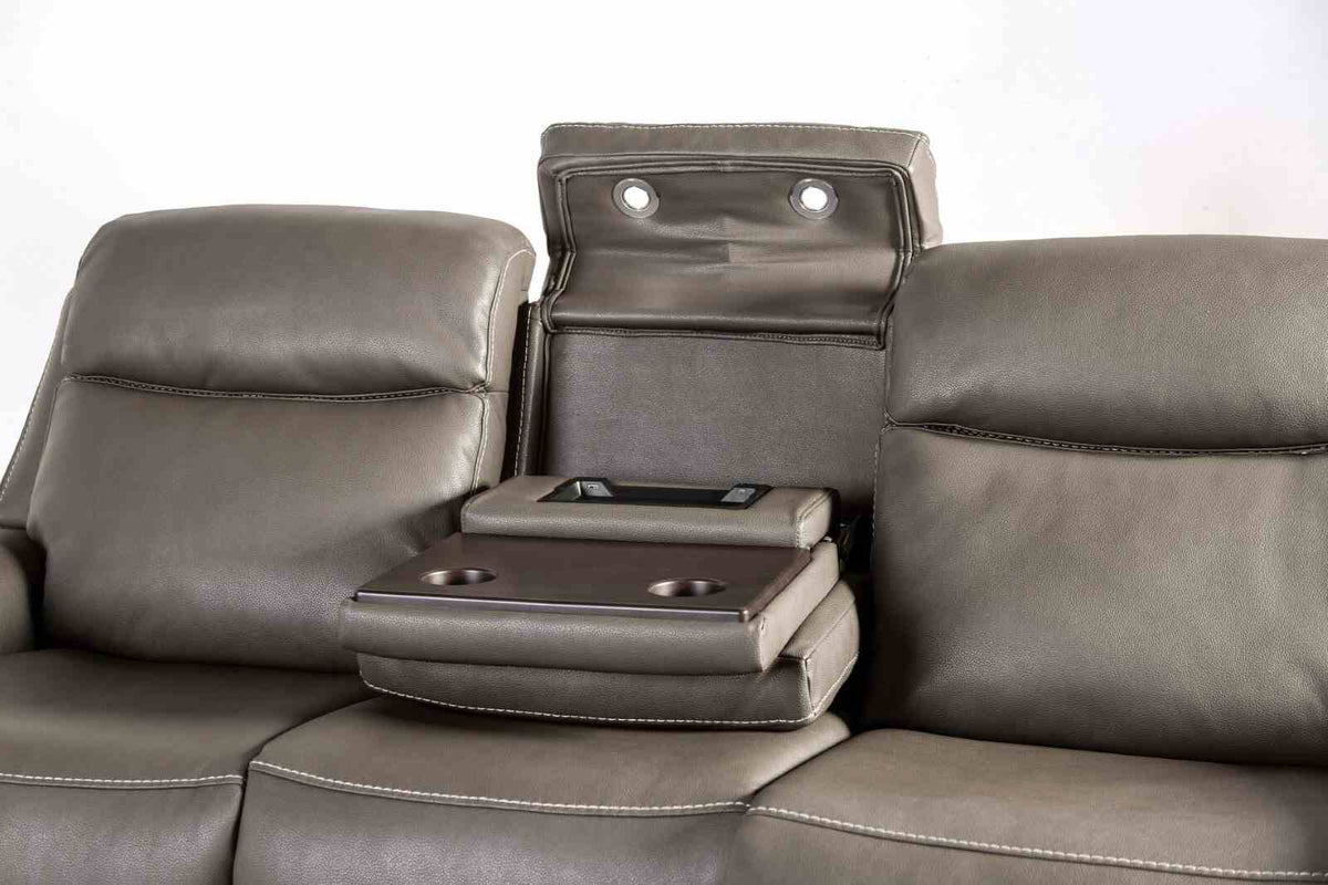 Artemia Transitional Power Reclining Sofa, Loveseat, Recliner & Set - Zero Gravity Wall-Hugger in Gray Leatherette – Gray, view 9