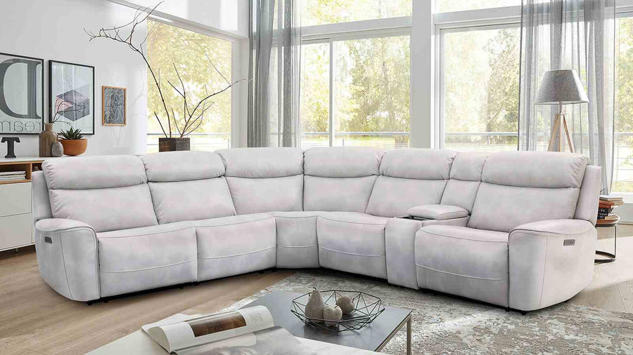 Edmondus Power Reclining Sectional - Zero Gravity, Wall Hugger & Wireless Charging in Breathable Leatherette