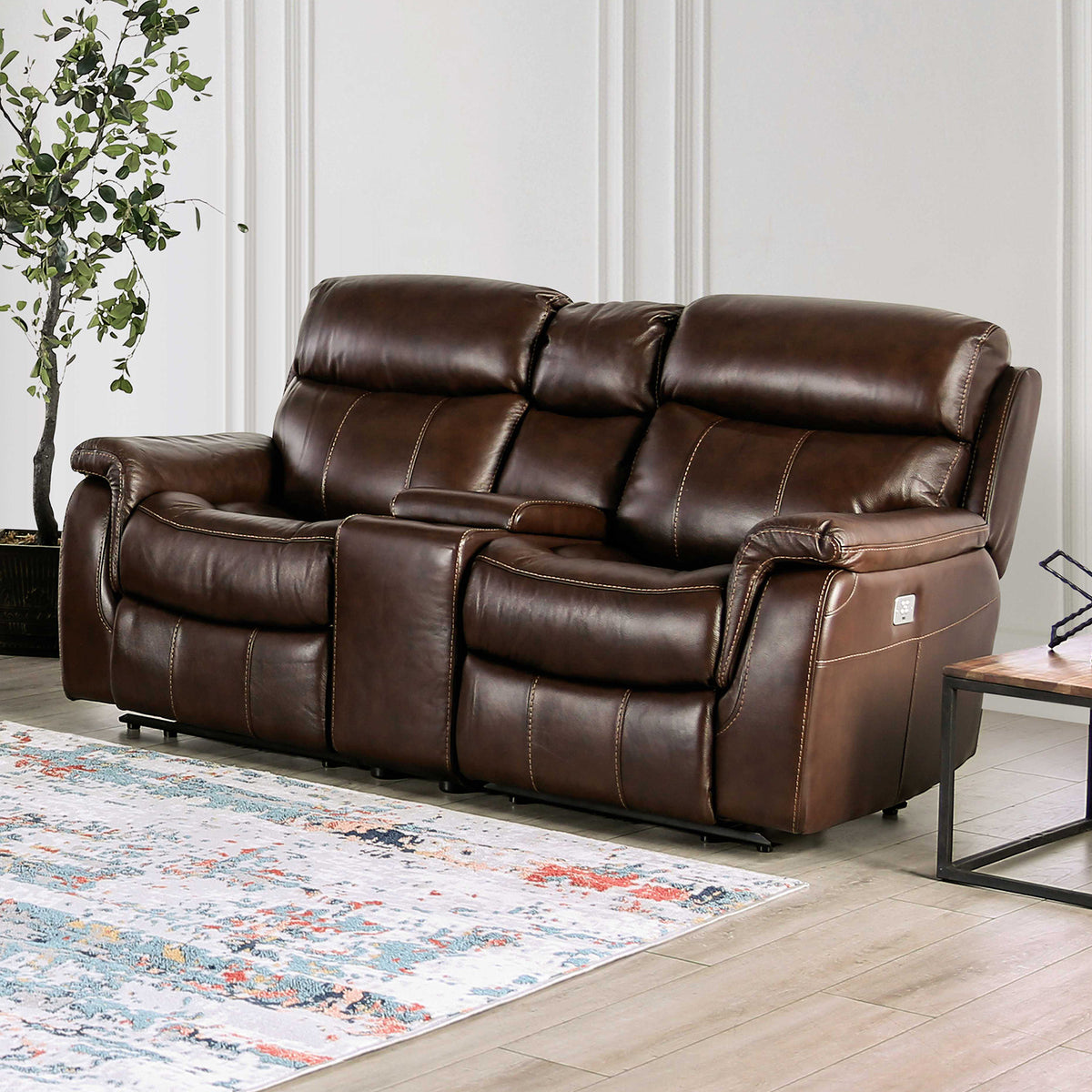 Antenor Transitional Power Reclining Sofa, Console Loveseat & Recliner - Power Console Loveseat
