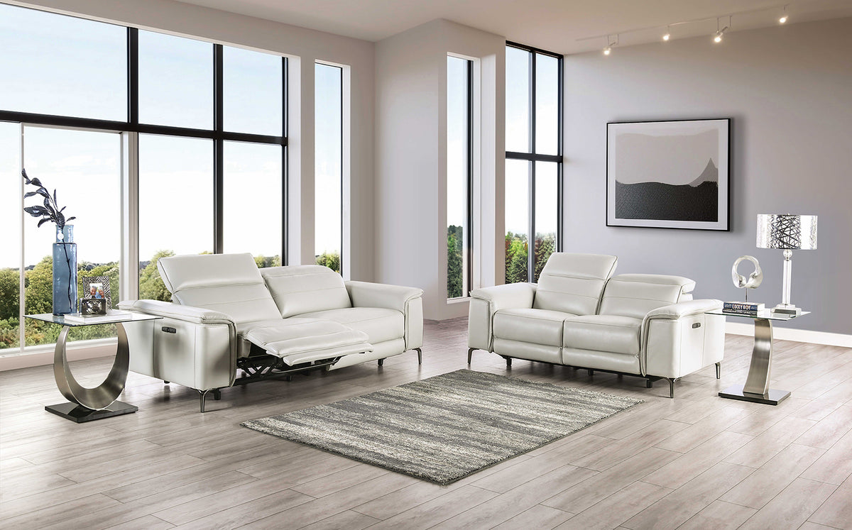 Ascona Power Reclining Sofa, Loveseat & Recliner - Wall-Hugger with Power Headrests in Breathable Leatherette – Black & Beige, view 6