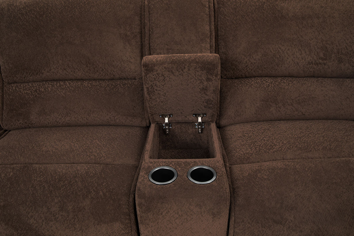 Damasus Contemporary Power Reclining Sectional with USB Charging & Console - Java – Brown, view 2