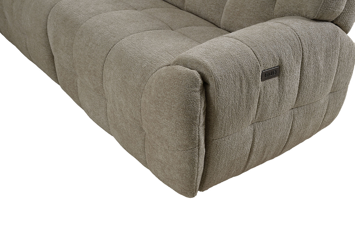 Clemens Power Reclining Sectional with Wireless Charging Console - Biscuit-Tufted Chenille – Beige & Gray, view 8