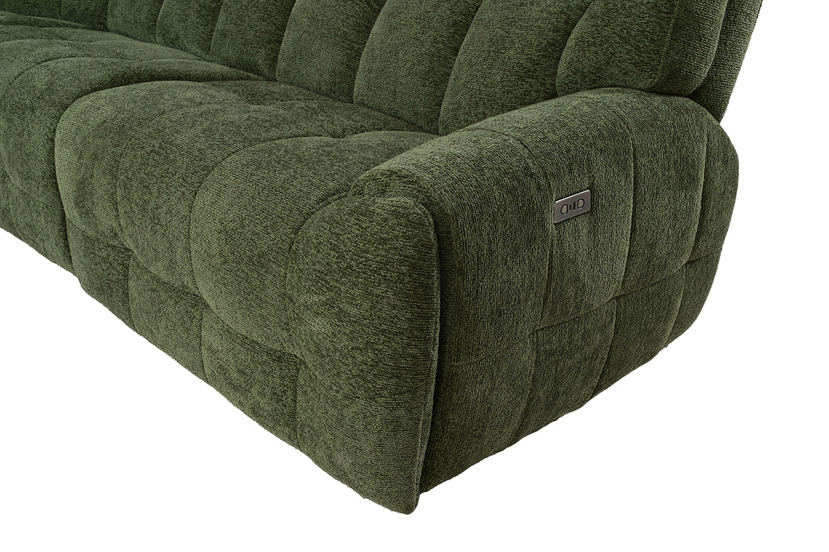 Clemens Power Reclining Sectional with Wireless Charging Console - Biscuit-Tufted Chenille – Beige & Gray, view 16