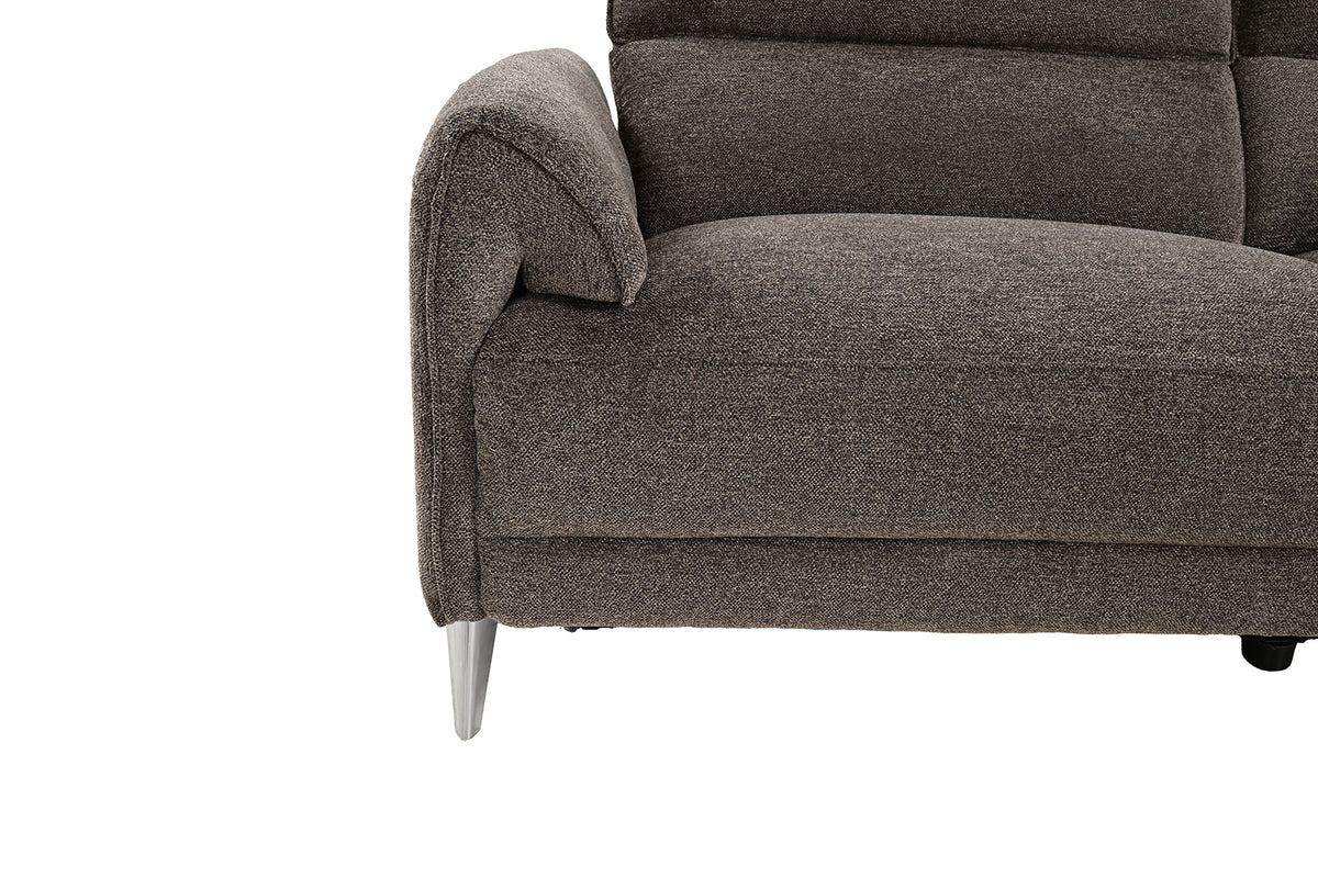 Brande Contemporary Power Reclining Sectional with Chaise & USB Ports - Chenille in Brown, Gray or Light Gray – Brown & Gray, view 12