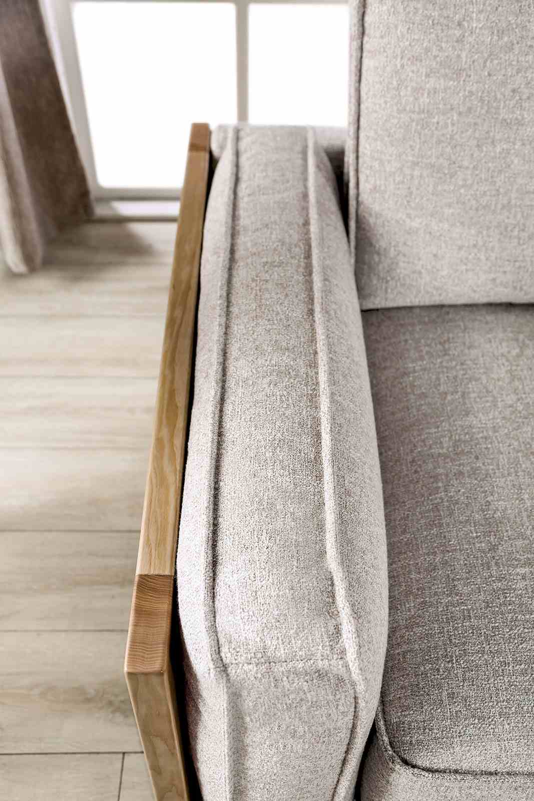 Harstad Contemporary Sofa, Loveseat & Chair - Ash Wood Trim with Reversible Pillow Back – Brown & Natural, view 8
