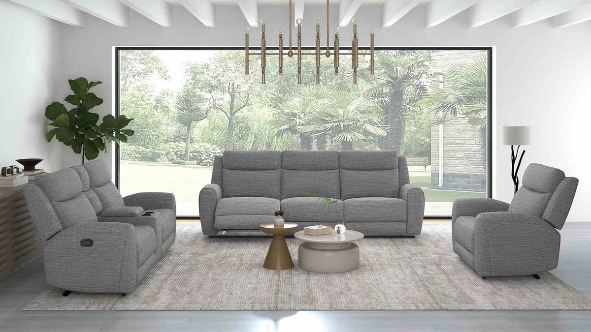 Antonius Contemporary Reclining Sofa, Loveseat, Recliner & Sectional - Contour Arms in Gray Fabric – Gray, view 5