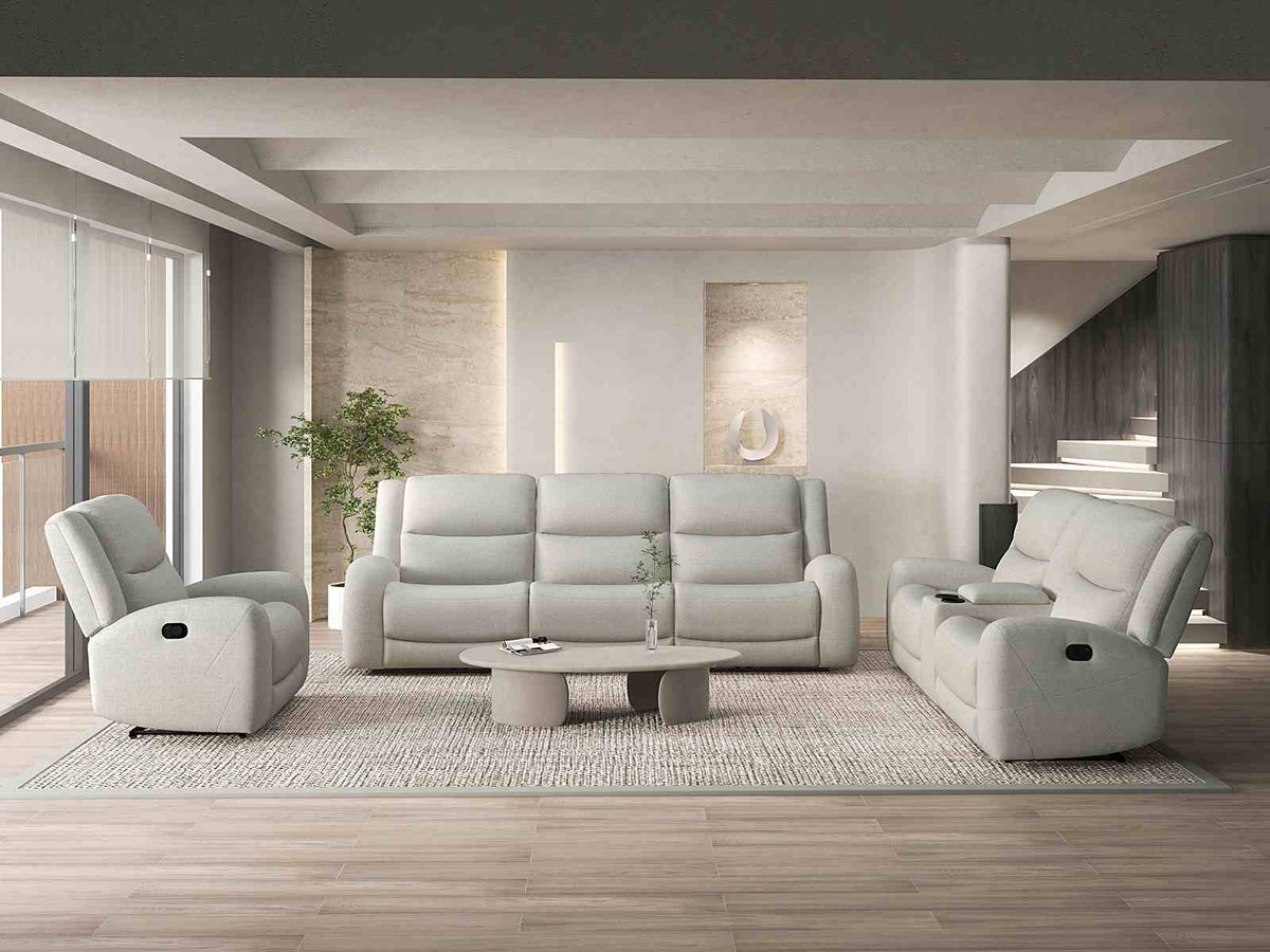 Giraldus Transitional Reclining Sofa, Loveseat, Recliner & Sectional - Contour Arms in Beige Fabric – Beige, view 5