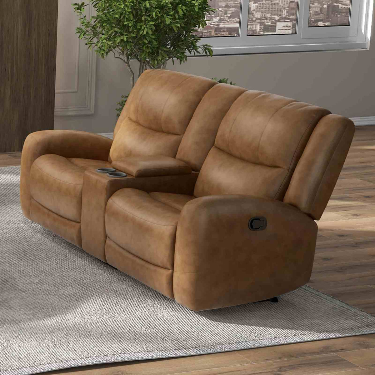 Leolinus Top Grain Leather Reclining Sectional, Sofa, Loveseat & Recliner - Reclining Loveseat