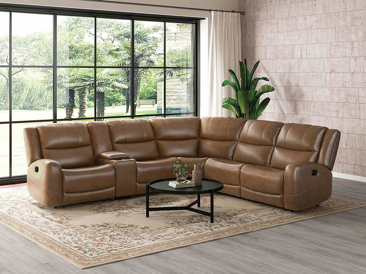 Leolinus Top Grain Leather Reclining Sectional, Sofa, Loveseat & Recliner - Reclining Sectional