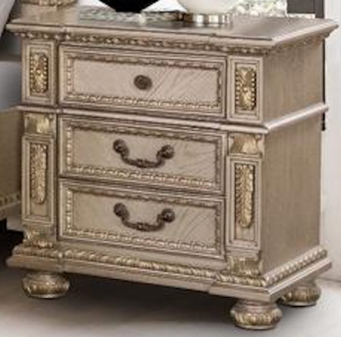 Traditional Carolina Gold Ornate King Bedroom Set with Intricate Carvings