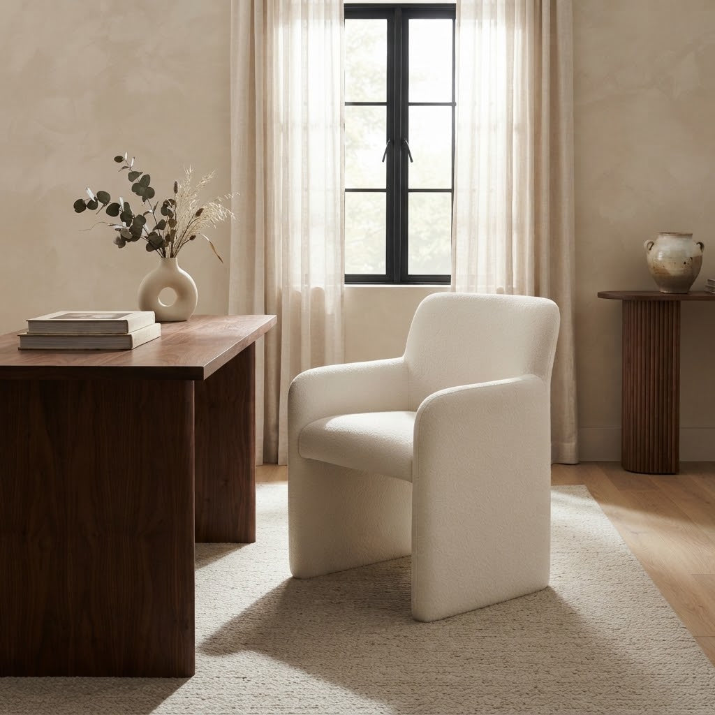 Crawley Performance Linen Chenille Dining Chair - Wabi Sabi & Sculptural Seating