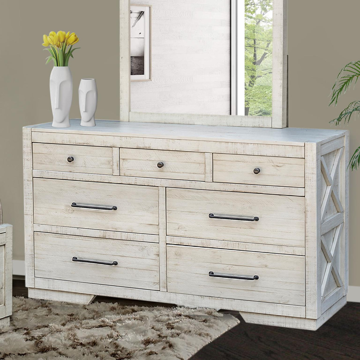 Crescent Biscuit Bedroom Set with Bed, Dresser, Mirror & Chest Options