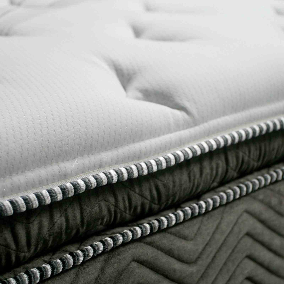 Stormin 13" Euro Pillow Top Hybrid Mattress - Individually Wrapped Pocket Coils with Foam Edge Support – White & Gray, view 3