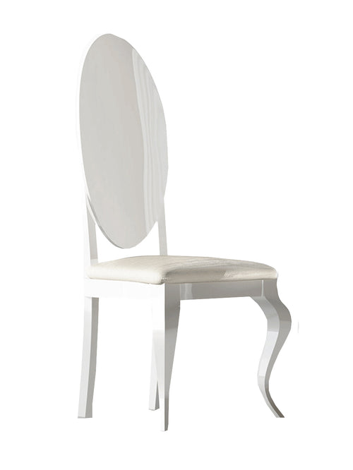 Carmen Classic Dining Side Chair by Franco - White Eco-Leather with High Gloss White Frame | Made in Spain