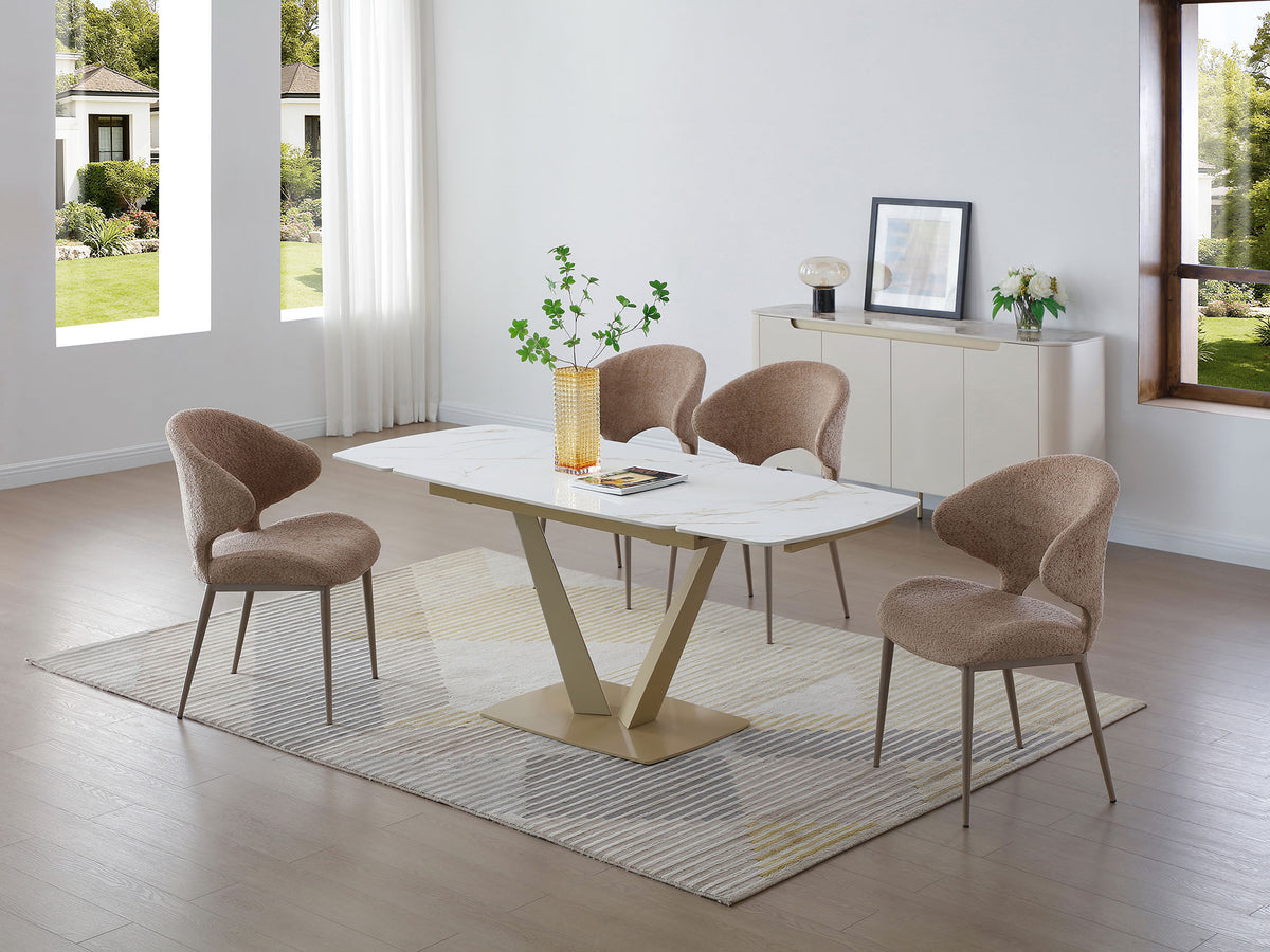 109 Extendable Ceramic Top Dining Table & Chair Sets