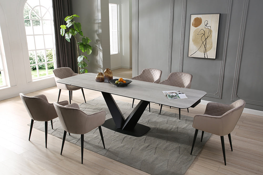 9189 Extendable Ceramic Top Dining Table & Chair Sets