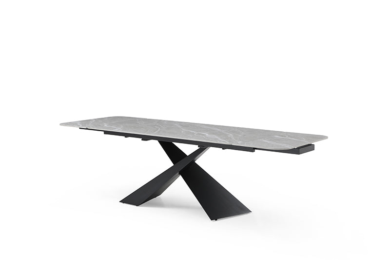 9422 Extendable Grey Ceramic Dining Table & 1218 Swivel Chairs
