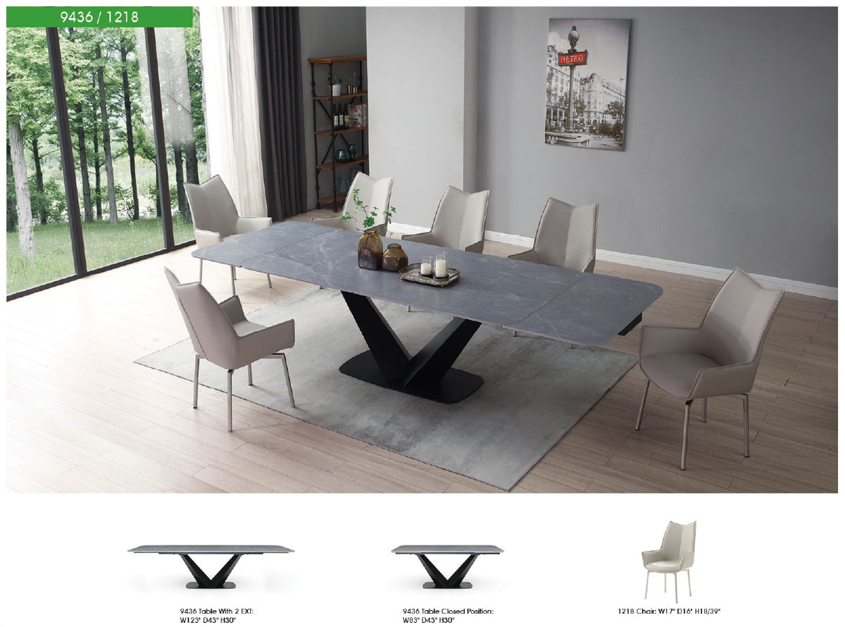 9436 Extendable Ceramic Dining Table & Chair Sets