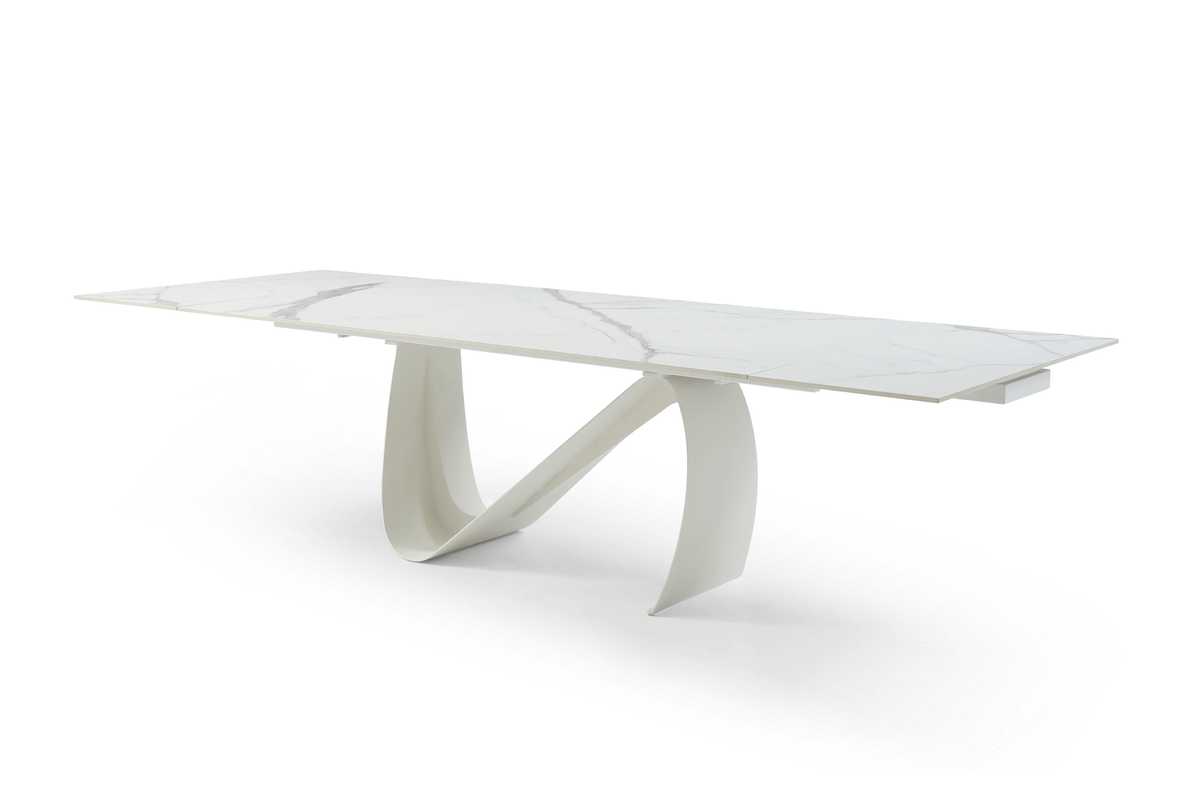 9087 Extendable Ceramic Top Dining Table & Swivel Chair Sets