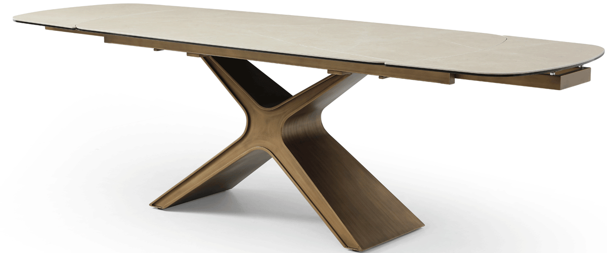 9368 Extendable Ceramic & Glass Top Dining Table & Chair Sets