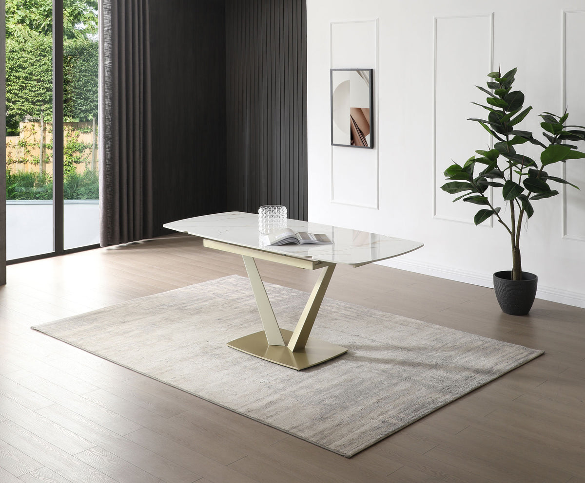 109 Extendable Ceramic Top Dining Table & Chair Sets