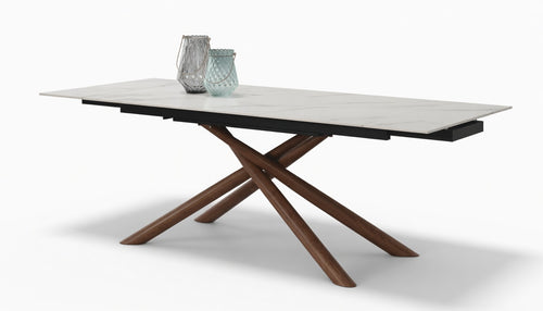 9063 Extendable Marble Dining Table - Modern Design with Two 12" Extensions in 63" or 71"