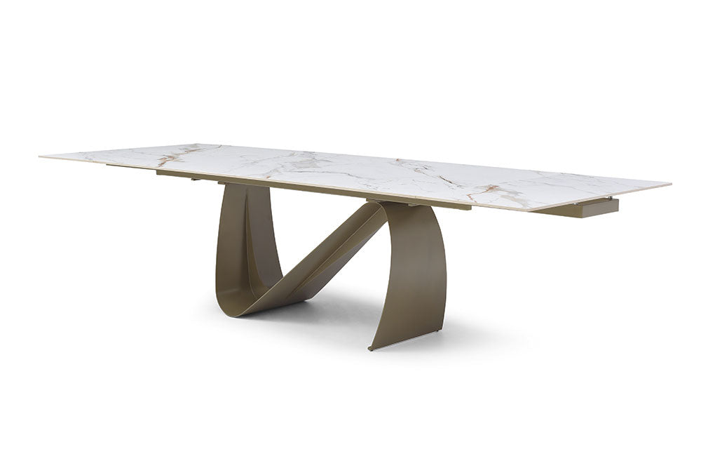9087 Extendable Ceramic Top Dining Table & Swivel Chair Sets