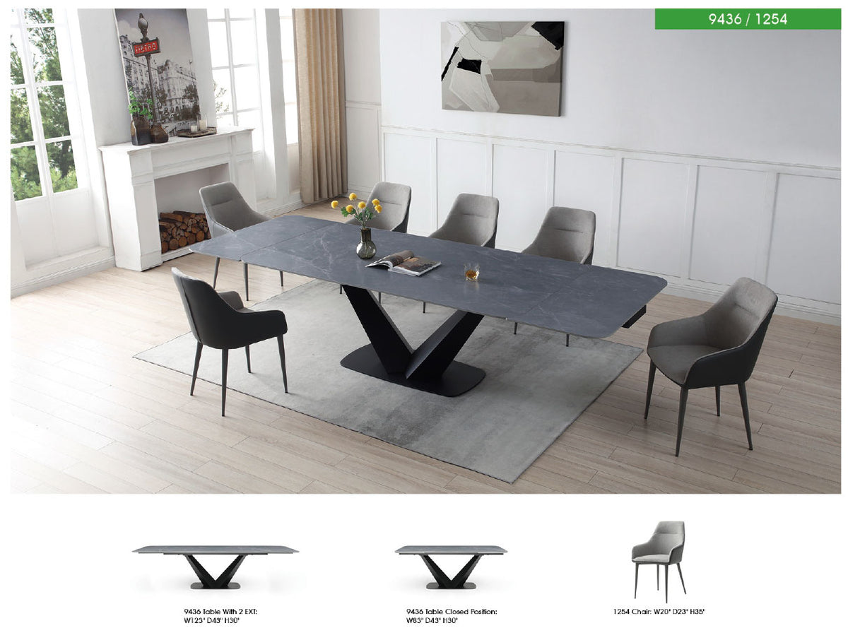 9436 Extendable Ceramic Dining Table & Chair Sets
