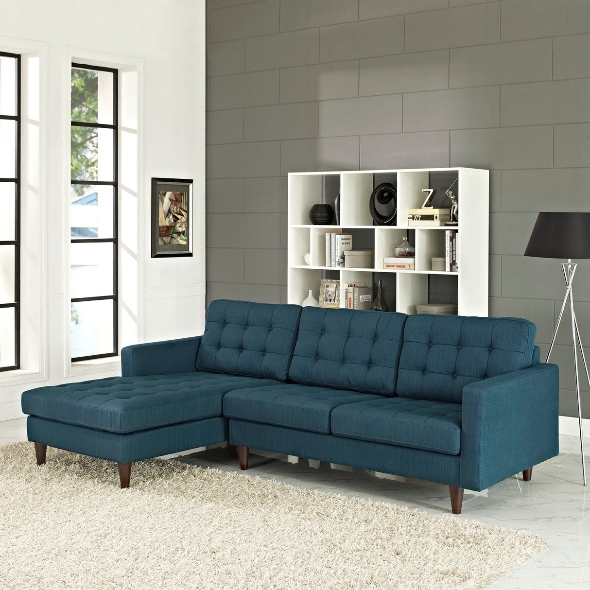 Empress Left-Facing Upholstered Fabric Sectional Sofa