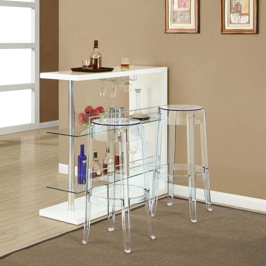 Casper Bar Stool in Transparent Clear Acrylic - Modern Silhouette Design with Non-Marking Feet