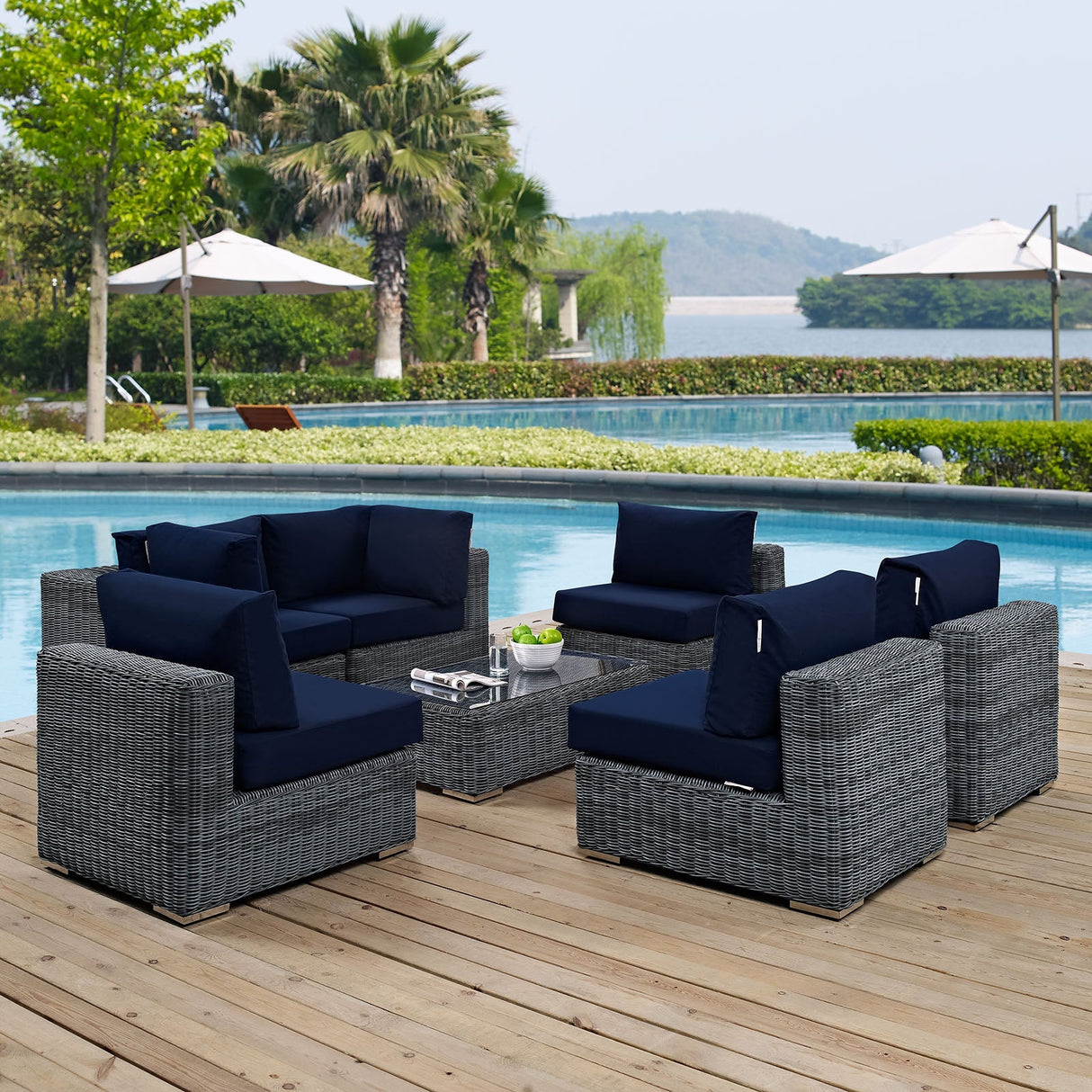 Summon 7 Piece Outdoor Patio Sunbrella® Sectional Set
