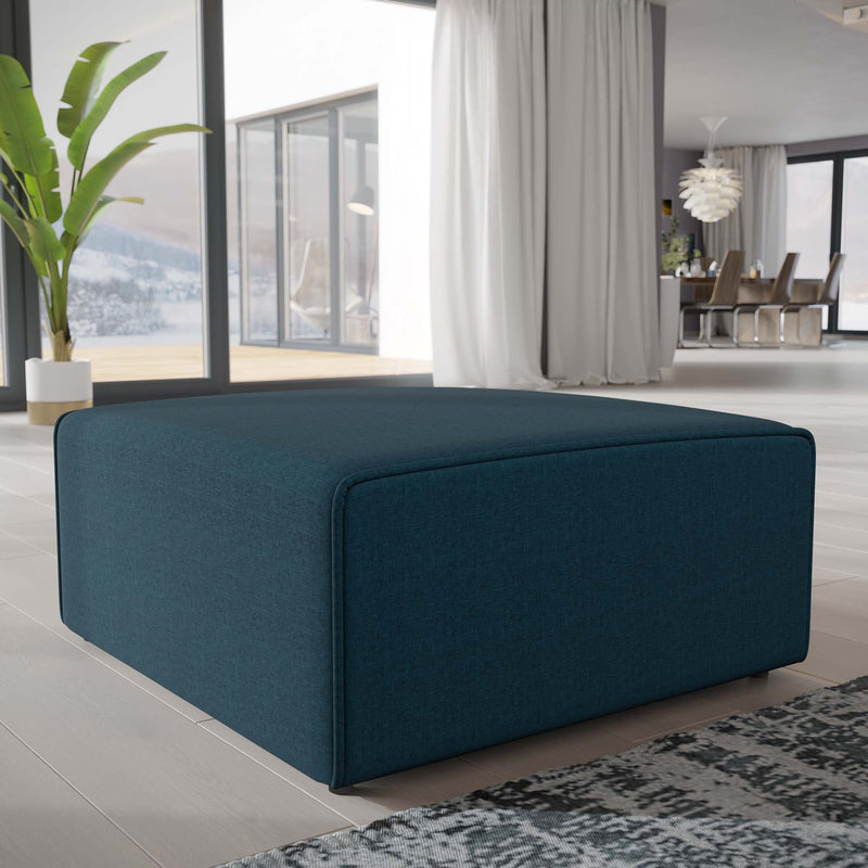 Mingle Fabric Ottoman with Elegant Piping & Dense Foam - Contemporary Modular Seating in Teal