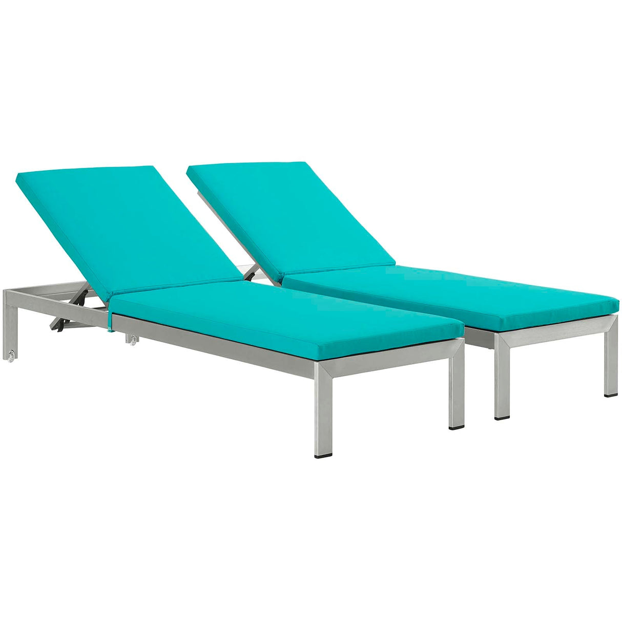 Shore Chaise with Cushions Outdoor Patio Aluminum Set of 2