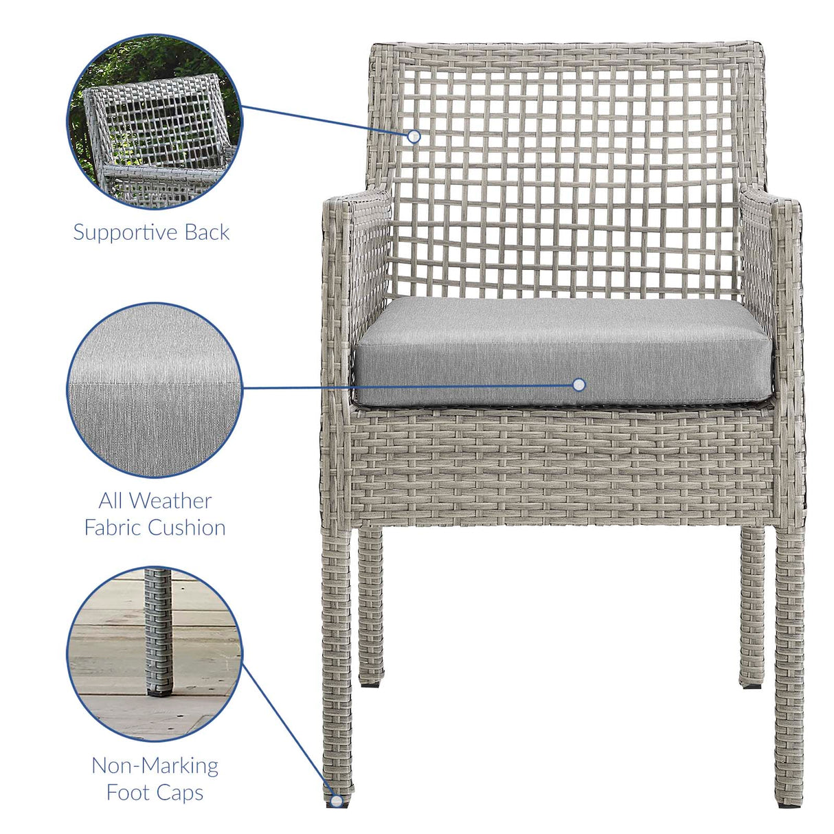 Aura 7 Piece Outdoor Patio Wicker Rattan Set - Modern Coastal & Weather-Resistant