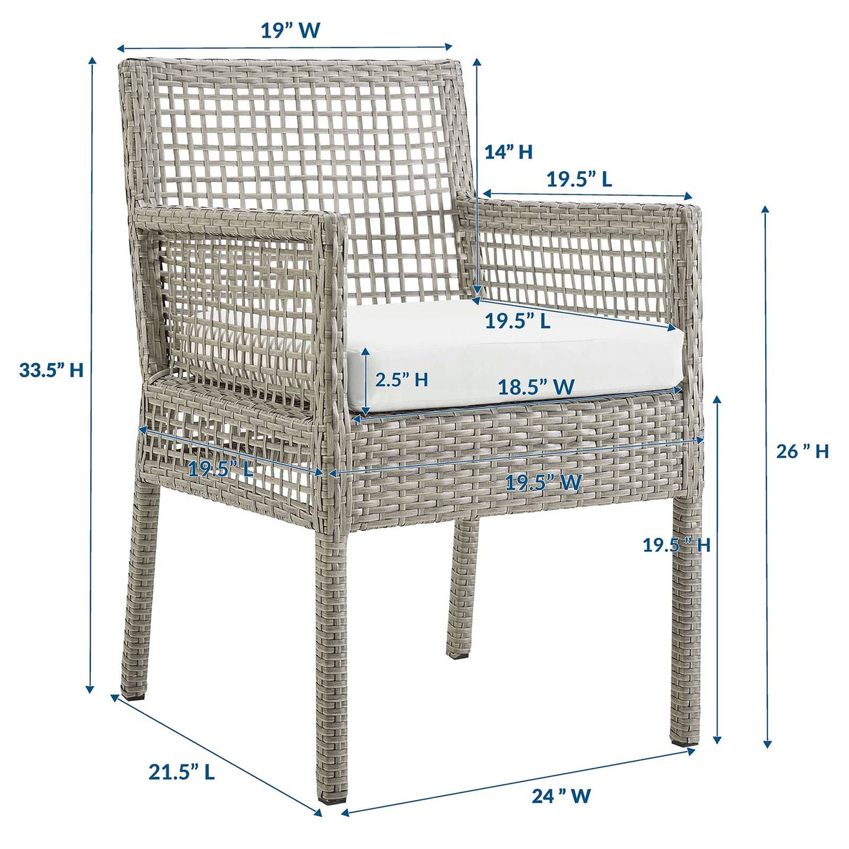 Aura 7 Piece Outdoor Patio Wicker Rattan Set - Modern Coastal & Weather-Resistant