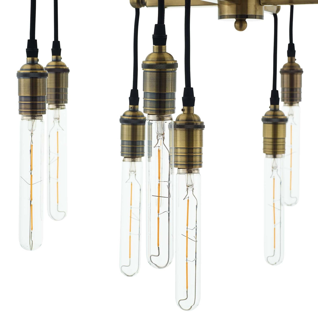 Resolve Antique Brass Ceiling Light Pendant Chandelier - Industrial Luxe & 12-Light Dining Statement