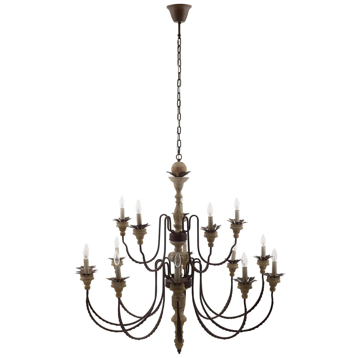 Nobility Pendant Light Ceiling Candelabra Chandelier - French Vintage & Carved Wood Statement